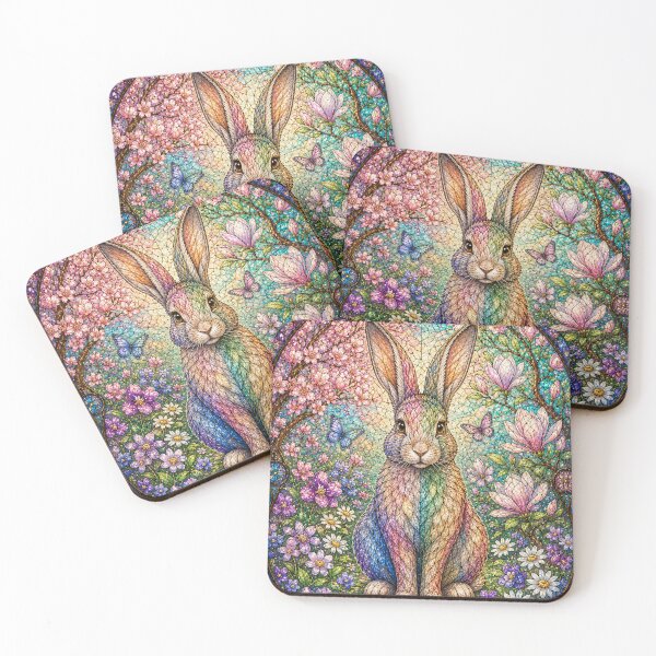 Item preview, The Spring Rabbit – Floral Messenger in Stained Glass designed and sold by Pixel Sakura Gallery.