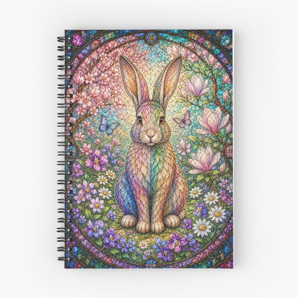 Item preview, The Spring Rabbit – Floral Messenger in Stained Glass designed and sold by Pixel Otaku Gallery.