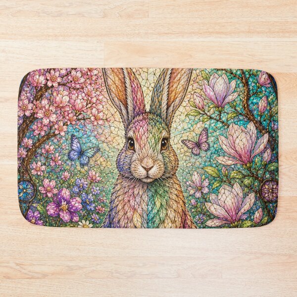 Item preview, The Spring Rabbit – Floral Messenger in Stained Glass designed and sold by Pixel Sakura Gallery.