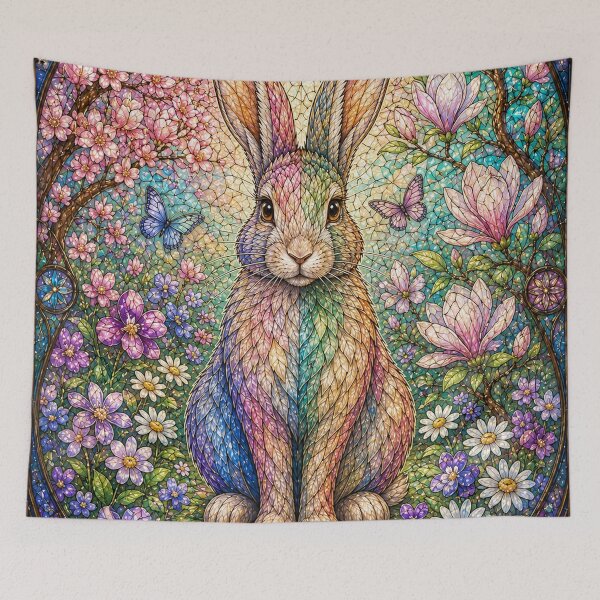 Item preview, The Spring Rabbit – Floral Messenger in Stained Glass designed and sold by Pixel Otaku Gallery.