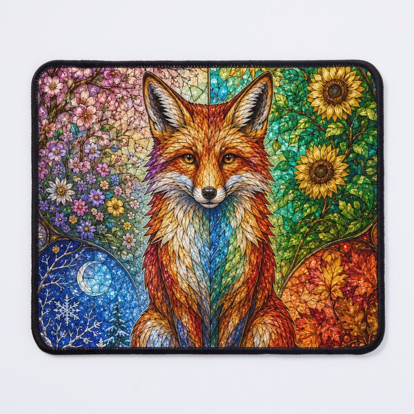 Item preview, The Fox of the Four Seasons – Wild Spirit in Stained Glass designed and sold by Pixel Otaku Gallery.