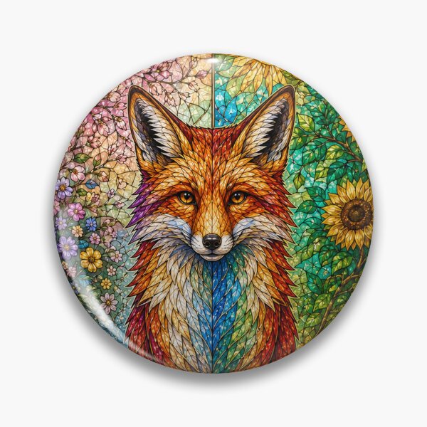 Item preview, The Fox of the Four Seasons – Wild Spirit in Stained Glass designed and sold by Pixel Otaku Gallery.
