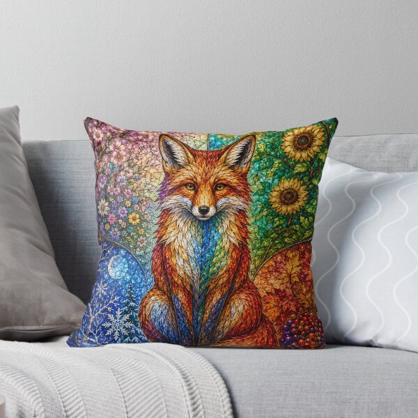 Item preview, The Fox of the Four Seasons – Wild Spirit in Stained Glass designed and sold by Pixel Otaku Gallery.