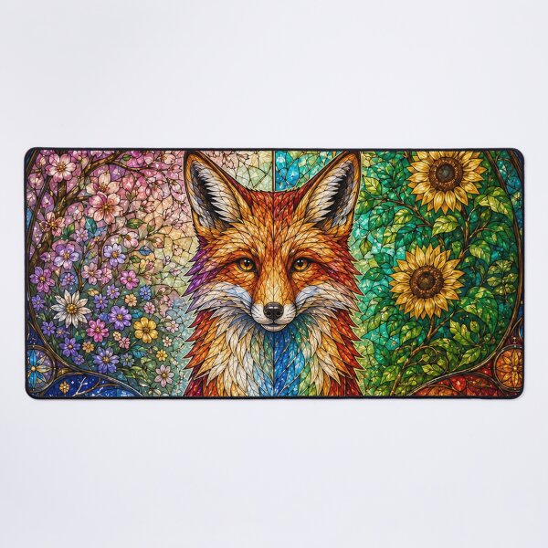 Item preview, The Fox of the Four Seasons – Wild Spirit in Stained Glass designed and sold by Pixel Otaku Gallery.