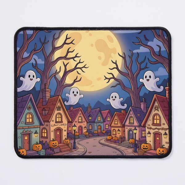 Item preview, Cute Halloween Ghost Village Full Moon Spooky Town designed and sold by Herodestroyer.