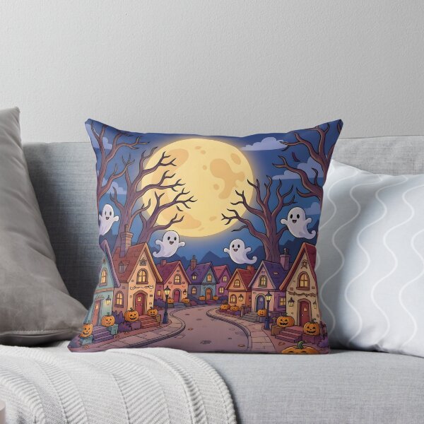 Item preview, Cute Halloween Ghost Village Full Moon Spooky Town designed and sold by Herodestroyer.
