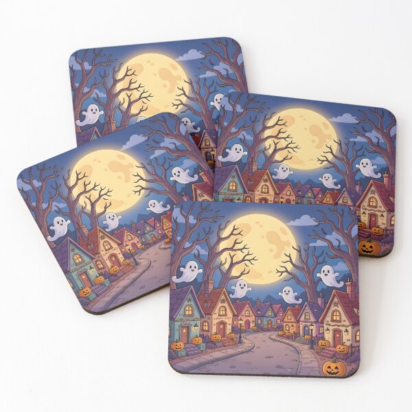 Item preview, Cute Halloween Ghost Village Full Moon Spooky Town designed and sold by Herodestroyer.