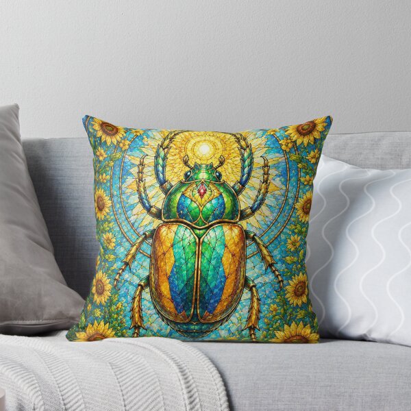Item preview, The Summer Scarab – A stained-glass solar jewel designed and sold by Pixel Otaku Gallery.