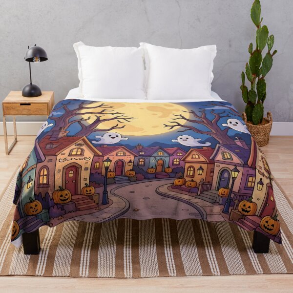 Item preview, Cute Halloween Ghost Village Full Moon Spooky Town designed and sold by Herodestroyer.