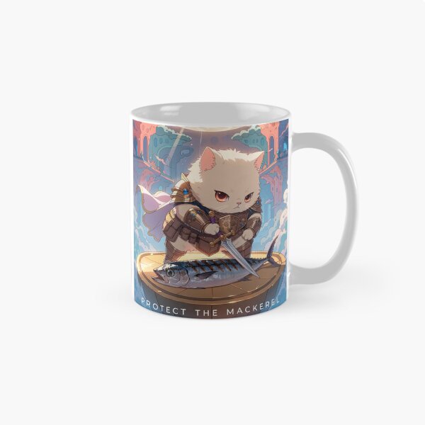 Item preview, Protect the Mackerel – Funny Cat Knight Warrior Fantasy Fish Lover designed and sold by Mousy17.