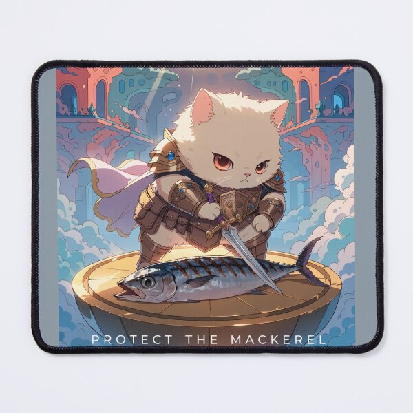 Item preview, Protect the Mackerel – Funny Cat Knight Warrior Fantasy Fish Lover designed and sold by Mousy17.