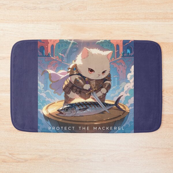 Item preview, Protect the Mackerel – Funny Cat Knight Warrior Fantasy Fish Lover designed and sold by Mousy17.