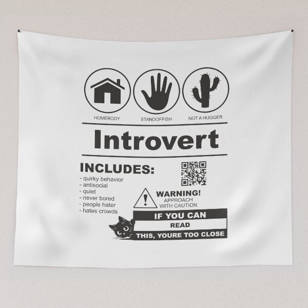 Item preview, Introvert Warning Label Sarcastic Antisocial Quirky Design designed and sold by AH Draw Studio - digital -.
