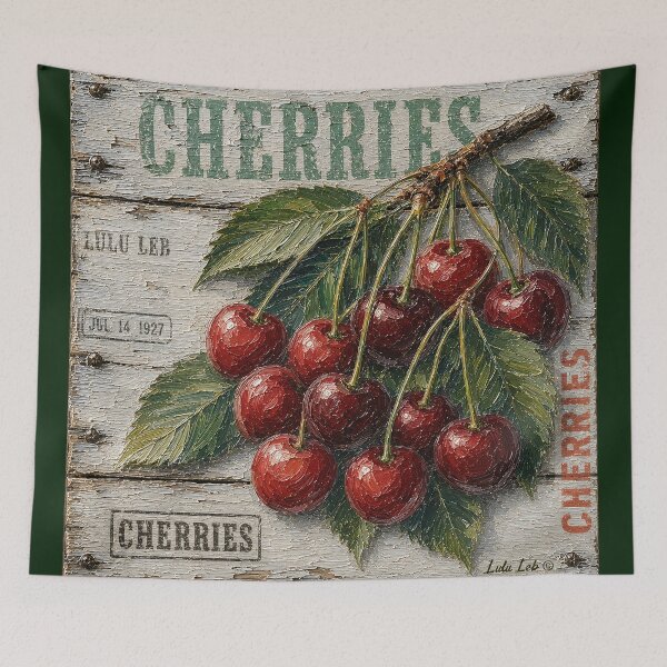 Item preview, Vintage Fruit Crate Art – Cherries  designed and sold by LuluLeb.