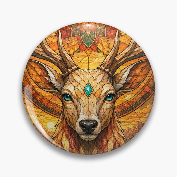 Item preview, The Guardian of Autumn – Flaming Stag in Stained Glass designed and sold by Pixel Otaku Gallery.
