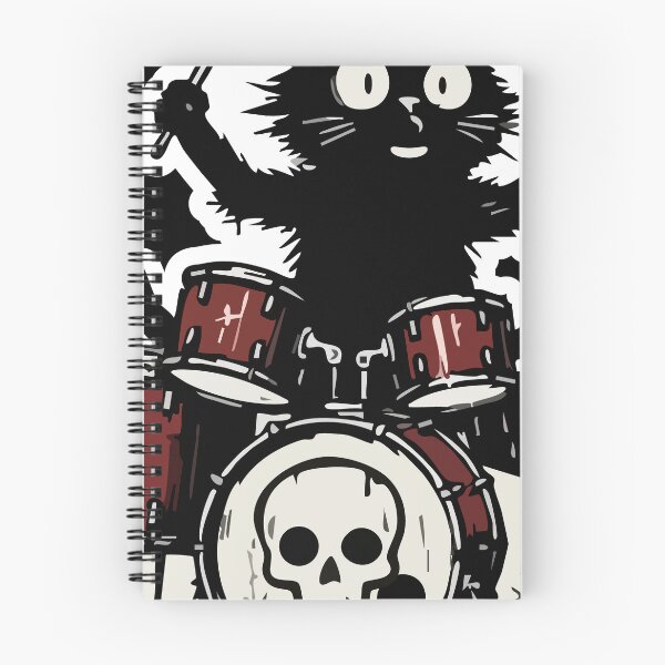 Item preview, Black Cat Playing Drums Punk Rock Cartoon designed and sold by AhmedZouita.