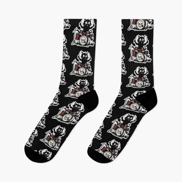Item preview, Black Cat Playing Drums Punk Rock Cartoon designed and sold by AhmedZouita.