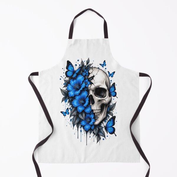 Item preview, Blue Requiem – Skull and Blue Flowers designed and sold by Sariphy.