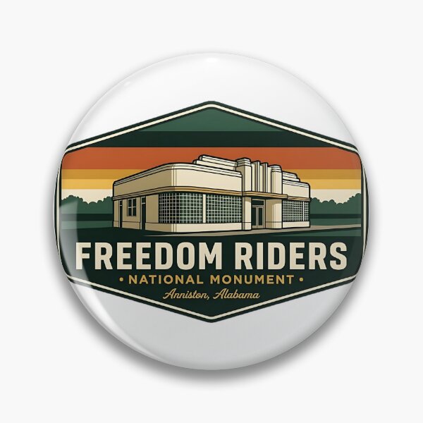 Item preview, Freedom Riders National Monument Bus Station Retro Badge Sticker designed and sold by DetourDgn.