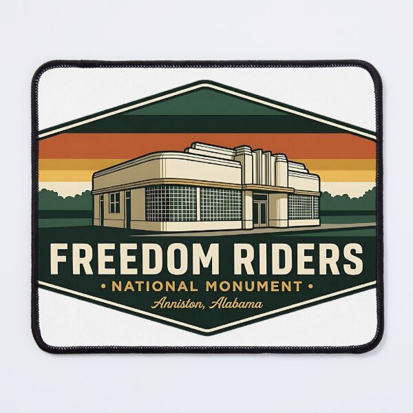 Item preview, Freedom Riders National Monument Bus Station Retro Badge Sticker designed and sold by DetourDgn.