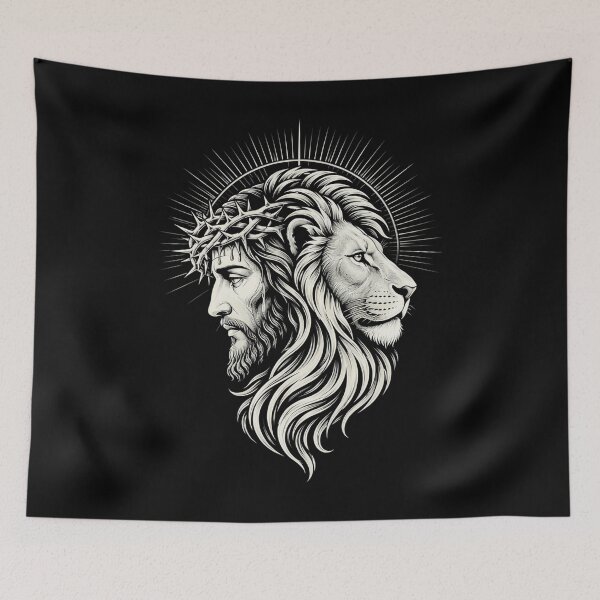 Item preview, Lion of Judah and Jesus Crown of Thorns Christian Faith Illustration designed and sold by ChristianLife.