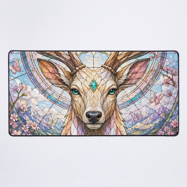 Item preview, The Guardian of Spring – Floral Stag in Stained Glass designed and sold by Pixel Sakura Gallery.