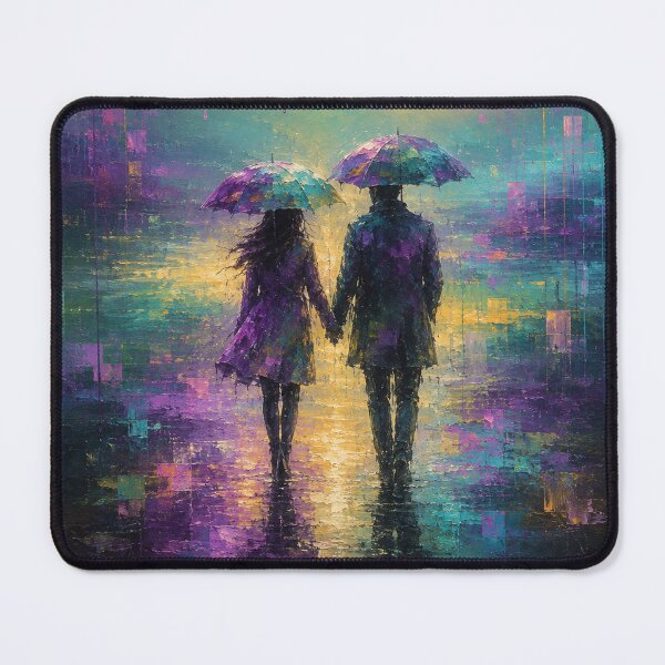 Item preview, Purple Rain Romance - Romantic Impressionist Rainy Couple Painting designed and sold by Joey Santiago.