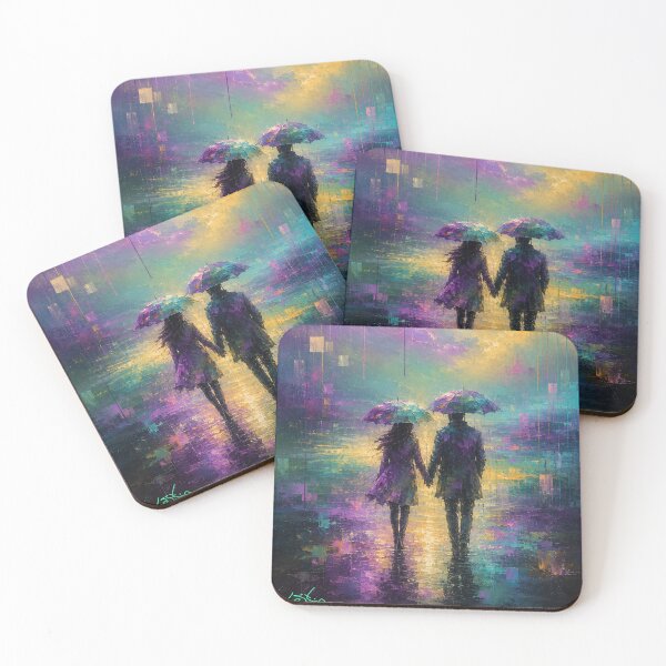 Item preview, Purple Rain Romance - Romantic Impressionist Rainy Couple Painting designed and sold by Joey Santiago.