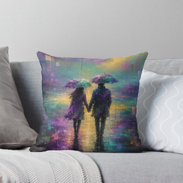 Item preview, Purple Rain Romance - Romantic Impressionist Rainy Couple Painting designed and sold by Joey Santiago.