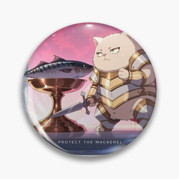 Item preview, Protect the Mackerel – Funny Cat Knight Defender Fish Lover Fantasy designed and sold by Mousy17.