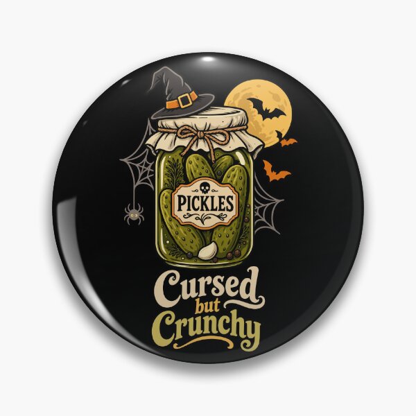 Item preview, Cursed but Crunchy – Spooky Pickle Jar with Witch Vintage Halloween Vibes designed and sold by Skryp-art.