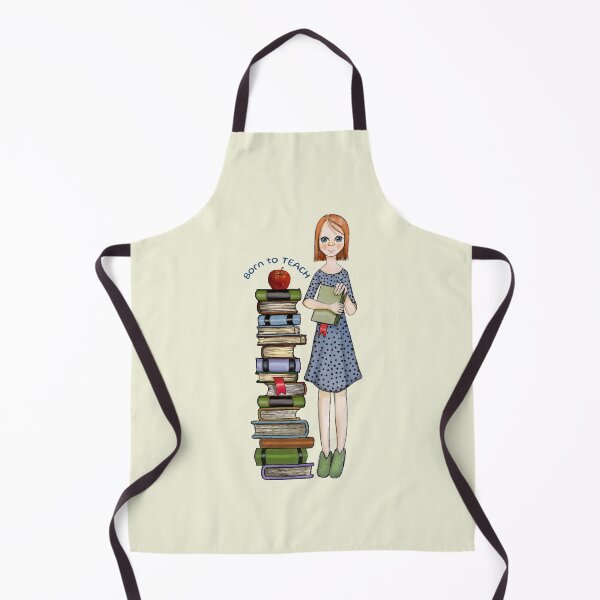 Item preview, Born to TEACH, Young Woman with Books and Apple designed and sold by JoyfulWhimsy.
