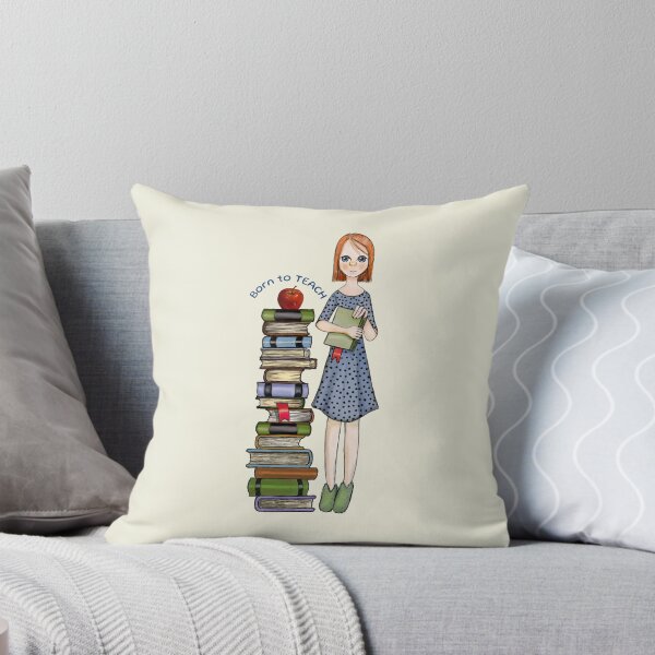 Item preview, Born to TEACH, Young Woman with Books and Apple designed and sold by JoyfulWhimsy.