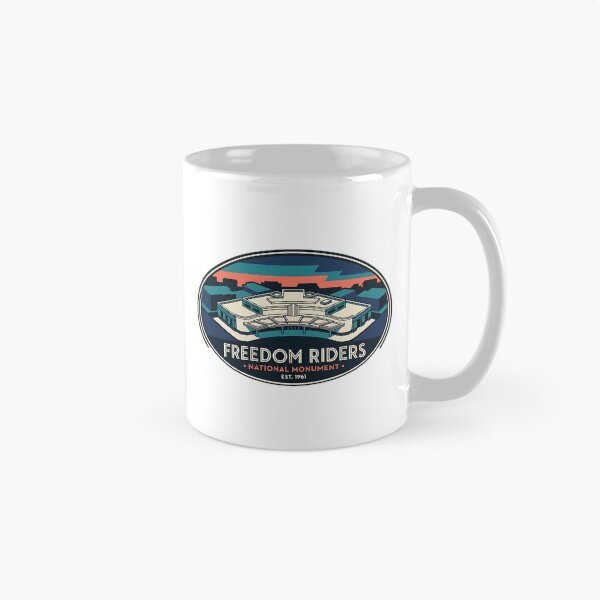 Item preview, Freedom Riders Monument Bus Station Aerial Art Deco Sticker designed and sold by DetourDgn.