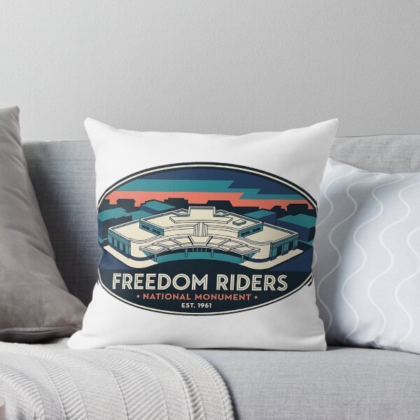 Item preview, Freedom Riders Monument Bus Station Aerial Art Deco Sticker designed and sold by DetourDgn.