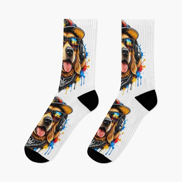 Item preview, Copy of Cool Golden Retriever DJ Wearing Sunglasses and Headphones Streetwear Splash Art Title designed and sold by KTD28_SHOP.