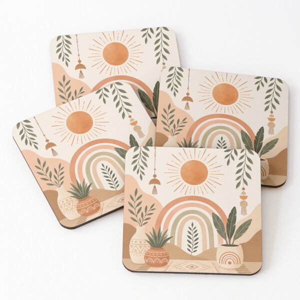 Item preview, Neutral Boho Sun and Plants Aesthetic Art designed and sold by SeJaa.