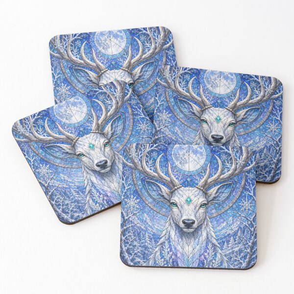 Item preview, The Guardian of Winter – Moon Stag in Stained Glass designed and sold by Pixel Otaku Gallery.