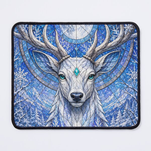 Item preview, The Guardian of Winter – Moon Stag in Stained Glass designed and sold by Pixel Sakura Gallery.