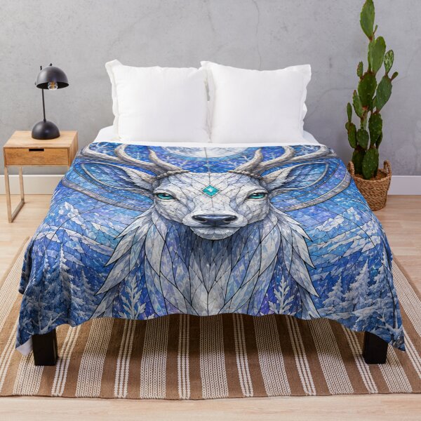 Item preview, The Guardian of Winter – Moon Stag in Stained Glass designed and sold by Pixel Otaku Gallery.