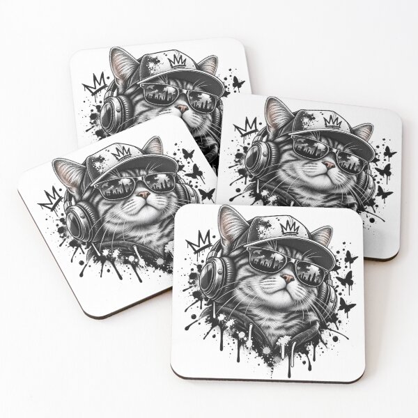 Item preview, Cool Streetwear DJ Cat with Headphones and Sunglasses Graffiti Art designed and sold by KTD28_SHOP.