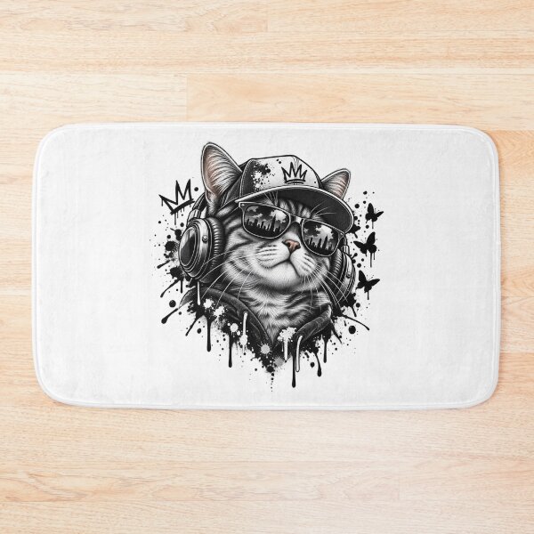 Item preview, Cool Streetwear DJ Cat with Headphones and Sunglasses Graffiti Art designed and sold by KTD28_SHOP.