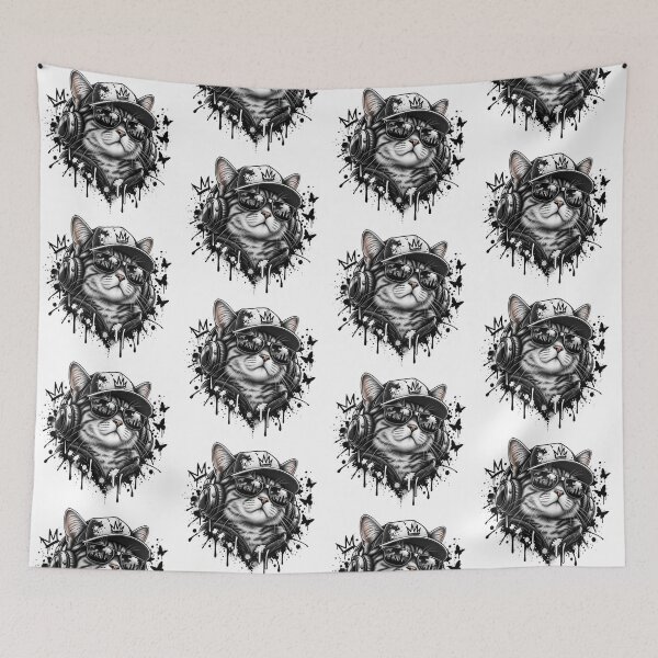 Item preview, Cool Streetwear DJ Cat with Headphones and Sunglasses Graffiti Art designed and sold by KTD28_SHOP.