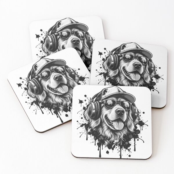 Item preview, Cool Golden Retriever DJ Wearing Sunglasses and Headphones Streetwear Splash Art Title designed and sold by KTD28_SHOP.