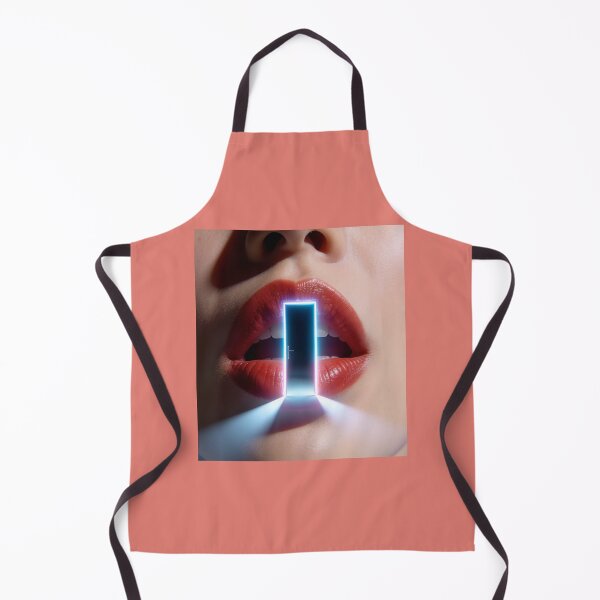 Item preview, Glowing Neon Door Portal inside Red Lips Surreal Art designed and sold by OksArtStudio.