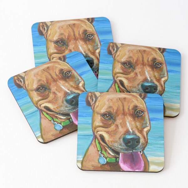 Item preview, Adorable PITBULL Mix by the beach designed and sold by RobertPhelpsArt.