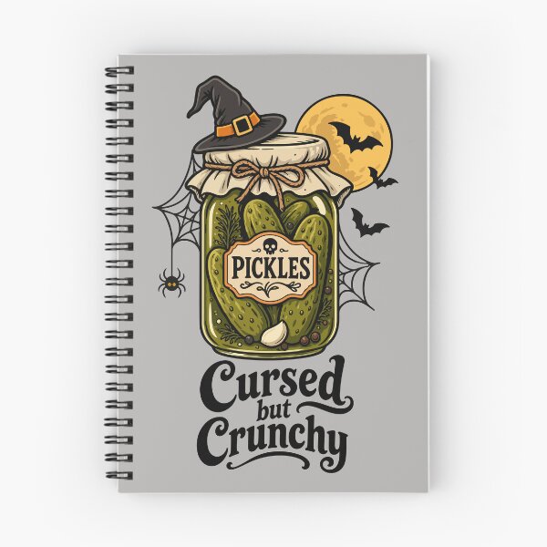 Item preview, Cursed but Crunchy – Funny Halloween Pickle Jar designed and sold by Skryp-art.
