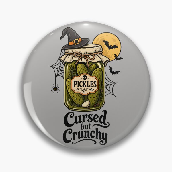 Item preview, Cursed but Crunchy – Funny Halloween Pickle Jar designed and sold by Skryp-art.