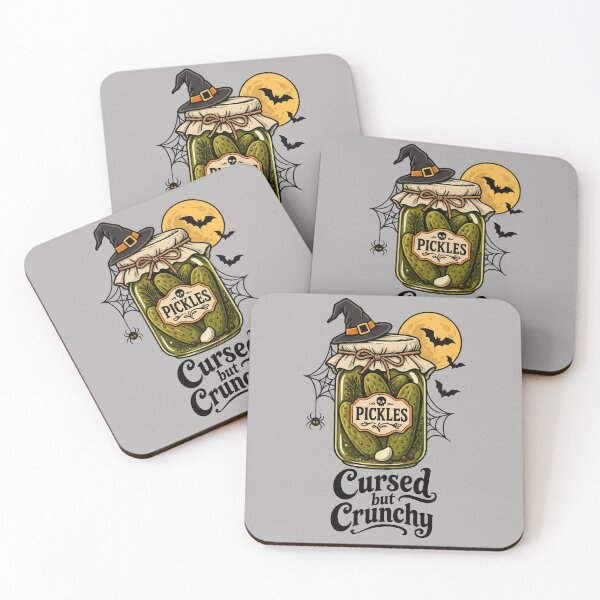 Item preview, Cursed but Crunchy – Funny Halloween Pickle Jar designed and sold by Skryp-art.