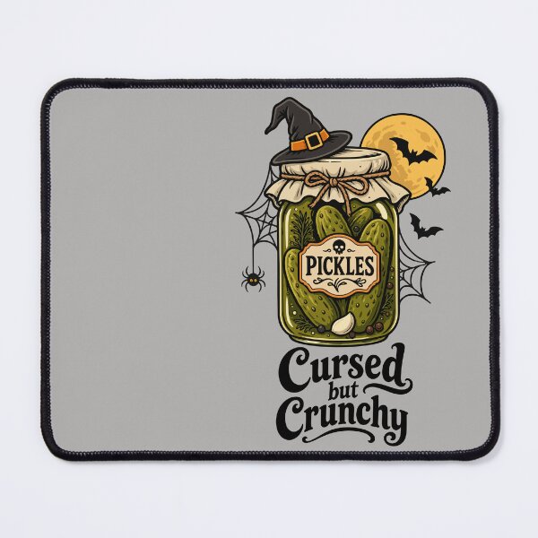 Item preview, Cursed but Crunchy – Funny Halloween Pickle Jar designed and sold by Skryp-art.